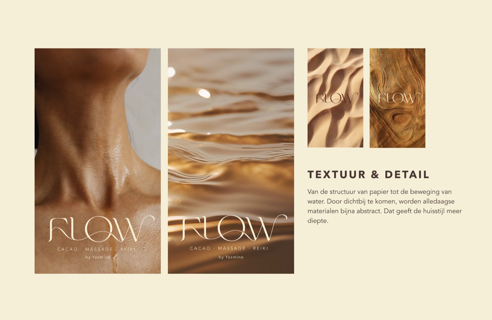 Fotografie, textuur en detail: het woordmerk op huid, water, zand en hout